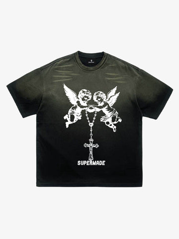 Twin Angels Cross Washed T-Shirt 