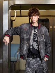 Salt Bones Graphic Washed Denim Jacket