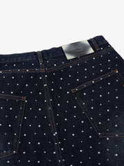 Pantaloncini di jeans ricamati con perle