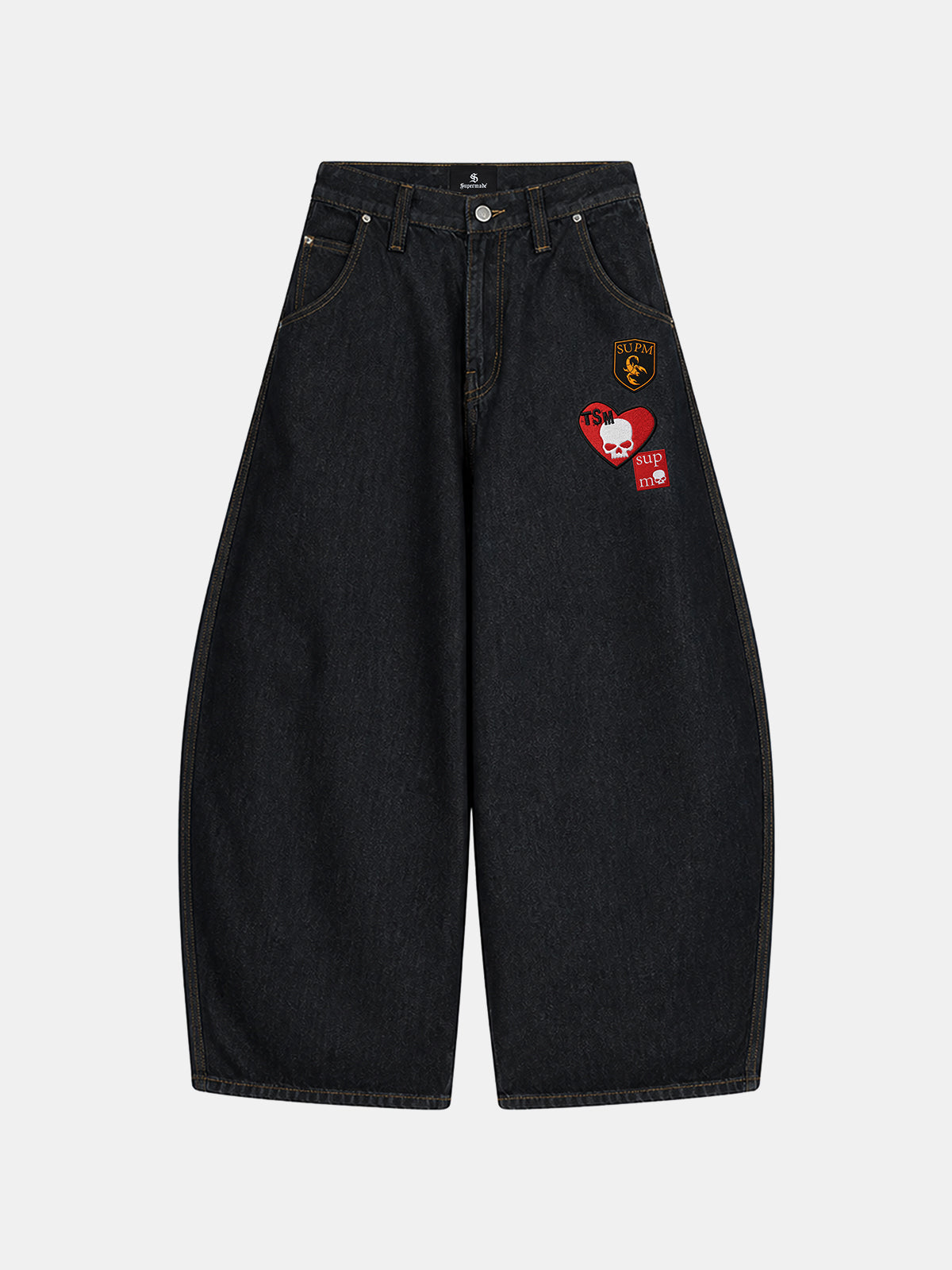 Patch Graphic Wide-Leg Jeans