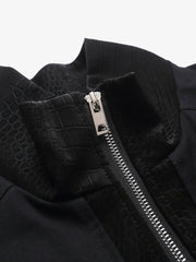 Patchwork PU Cropped Workwear Jacket