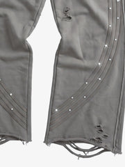 Asymmetrical Logo Embroidered Pants