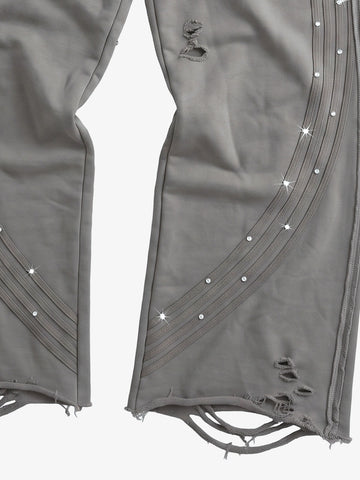 Asymmetrical Logo Embroidered Pants