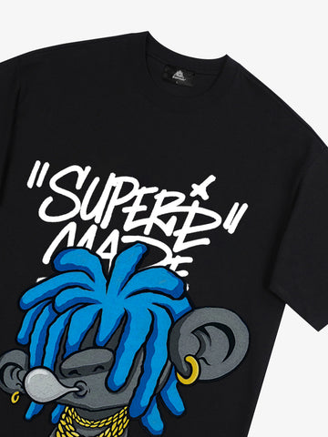 Thesupermade Graffiti Trend Blue Dreadlock Boy T-Shirt 