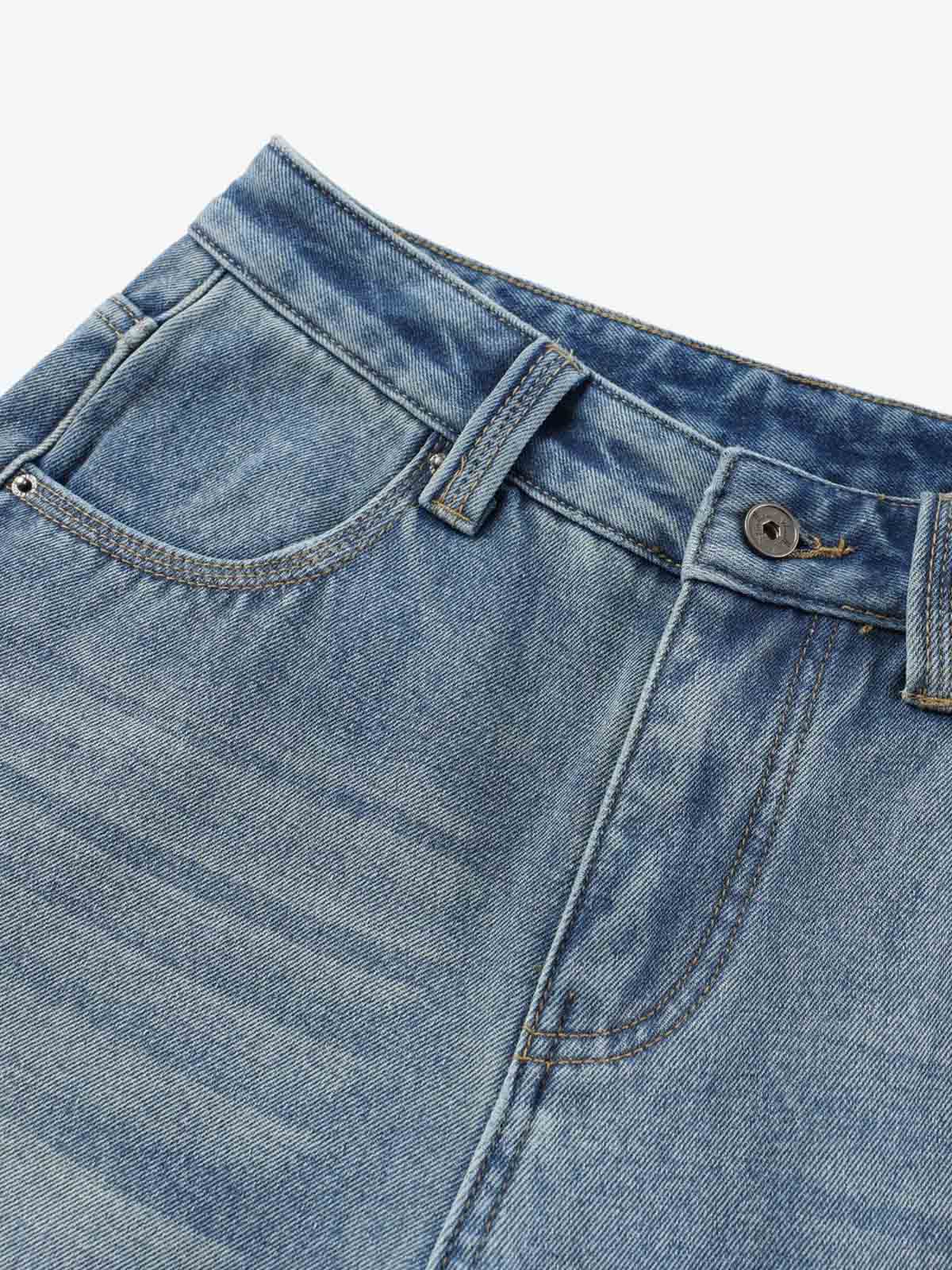Sherpa Paneled Stacked Baggy Jeans 