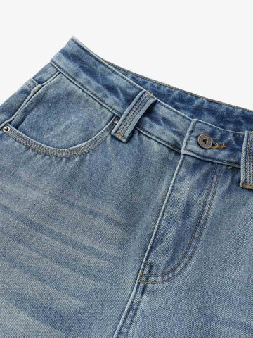 Sherpa Paneled Stacked Baggy Jeans 