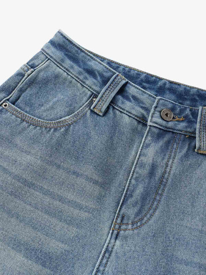 Sherpa Paneled Stacked Baggy Jeans 
