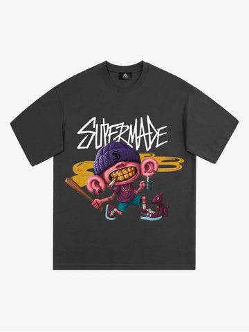 Thesupermade Cartoon Graffiti Trendy Weird Kid T-Shirt 