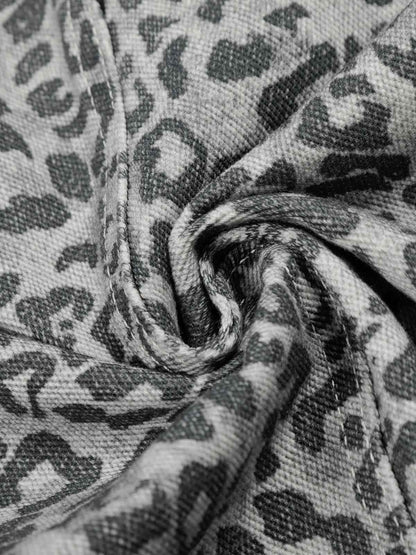 Leopard Print Curved Stripe Baggy Jeans
