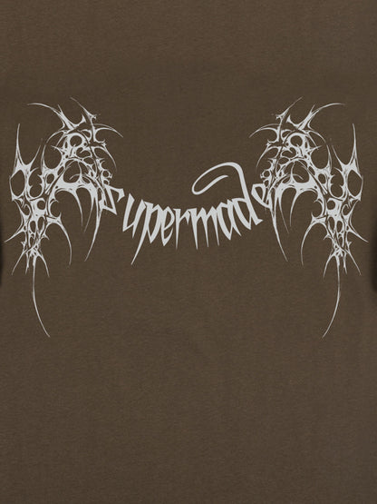 THE SUPERMADE Futuristic spiked pattern gothic style logo font design T-shirts 