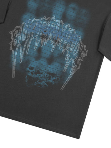 Dark Grid Skull Graphic T-Shirt 