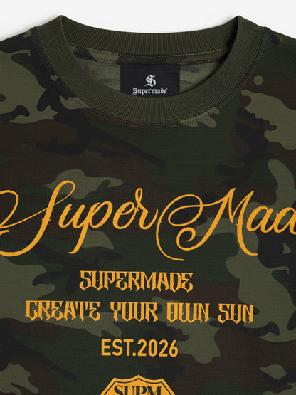 Cotton Camouflage Print T-Shirt with SuperMade Logo Design for Men and Women 