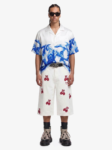 Blue Sketch Mythological Camp Collar Boxy Shirt 