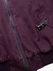 Ruched Metal Button Bomber Jacket