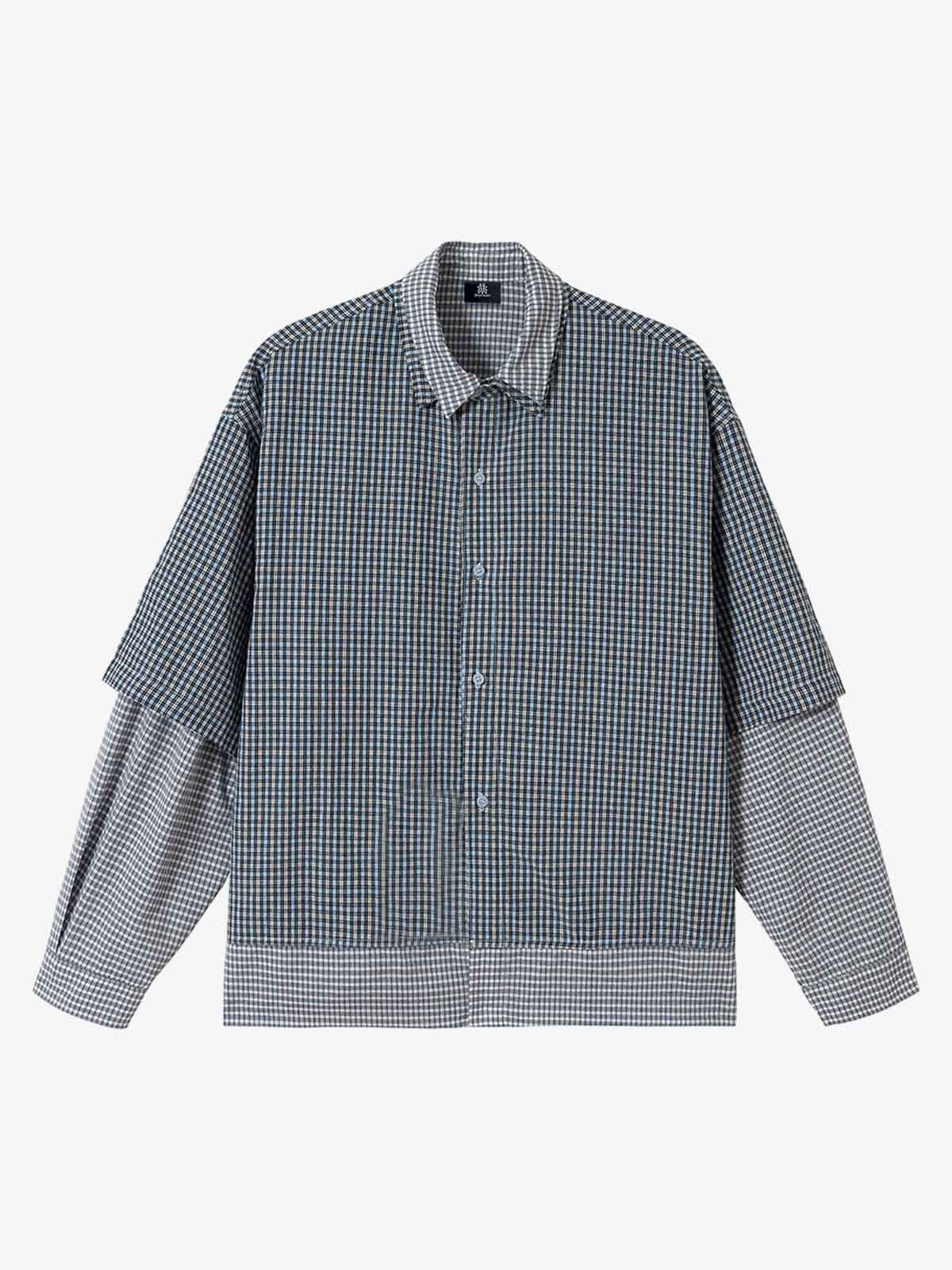 Thesupermade Double-layered Plaid Deconstructed Shirt 