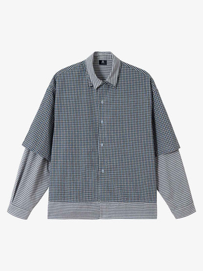 Thesupermade Double-layered Plaid Deconstructed Shirt 