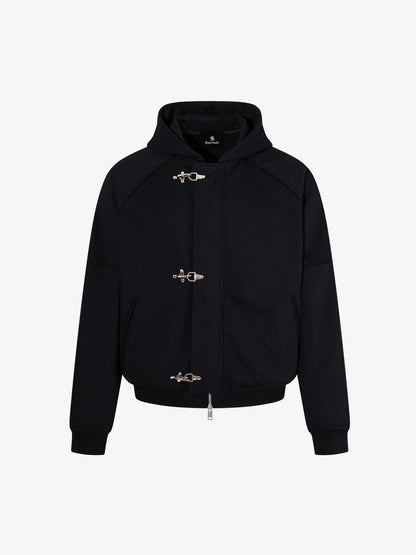 Metal Button Boxy Fit Bomber Jacket