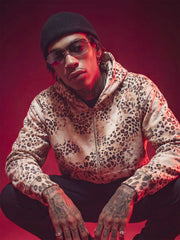 Gradient Leopard Distressed Zip Hoodie; Leopard / S, Leopard / M, Leopard / L, Leopard / XL, Leopard / 2XL