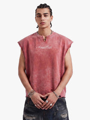 Vintage Washed Distressed Angel Graphic Sleeveless T-Shirt