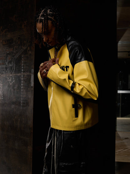 Original Contrast Color Leather Jacket 