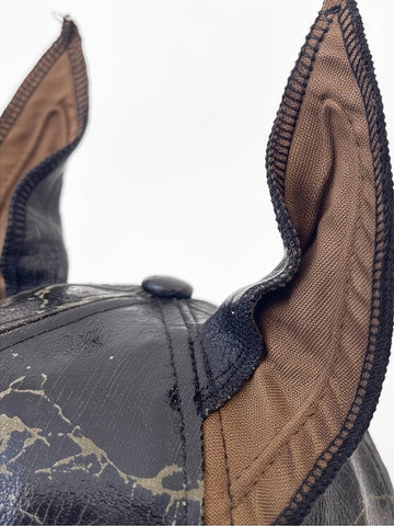 Distressed Studded Dog-Ear Faux Leather Cap
