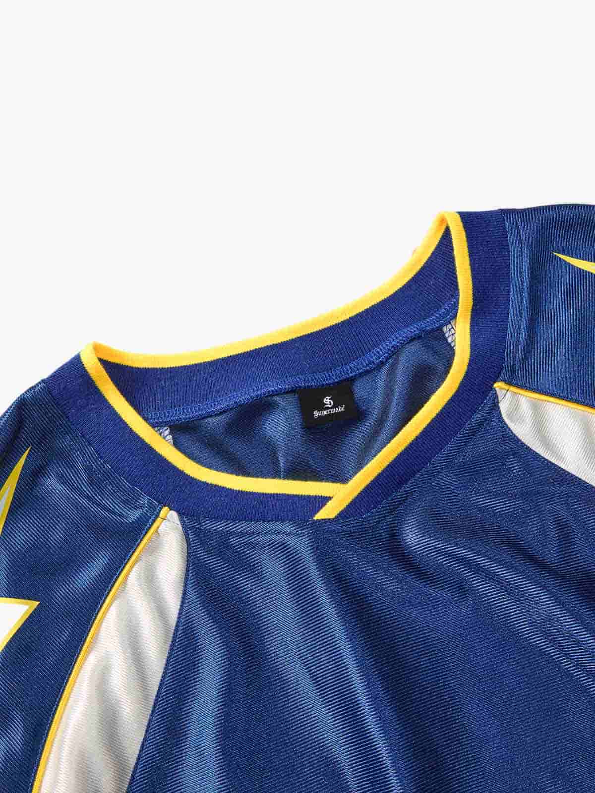 Supermade Blue Color-Blocked Lightning Bolt Pattern Jersey Design Customization 