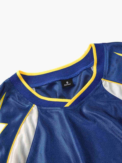 Supermade Blue Color-Blocked Lightning Bolt Pattern Jersey Design Customization 