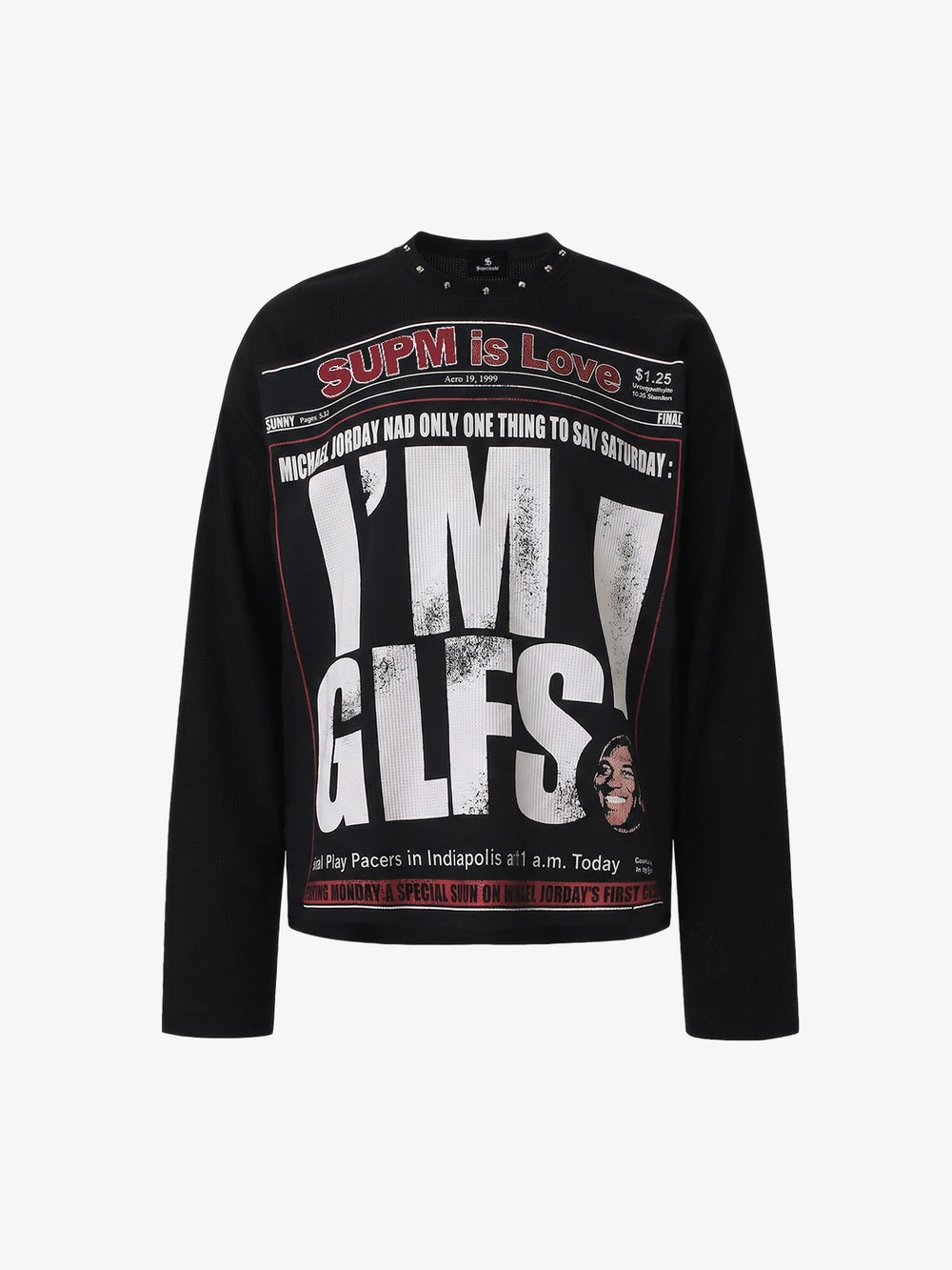 Studded Waffle Long Sleeve Tee