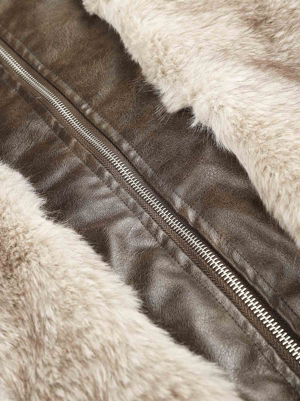 Faux-Layered Oversized-Collar Padded Coat