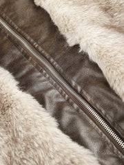 Faux-Layered Oversized-Collar Padded Coat