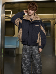 Color-Block Sherpa-Collar Padded Coats