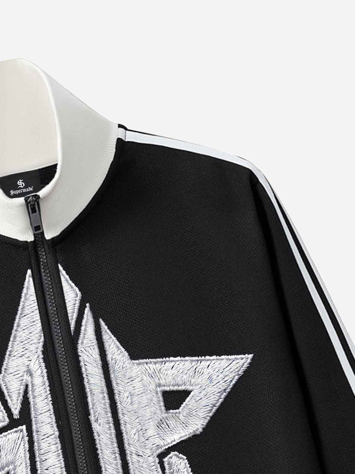 Star Embroidered Color Block Striped Heavyweight Tracksuit