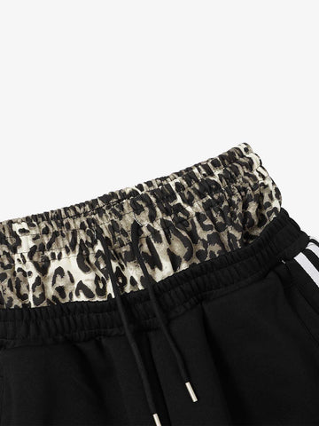 Leopard Double Waist Baggy Sweatpants