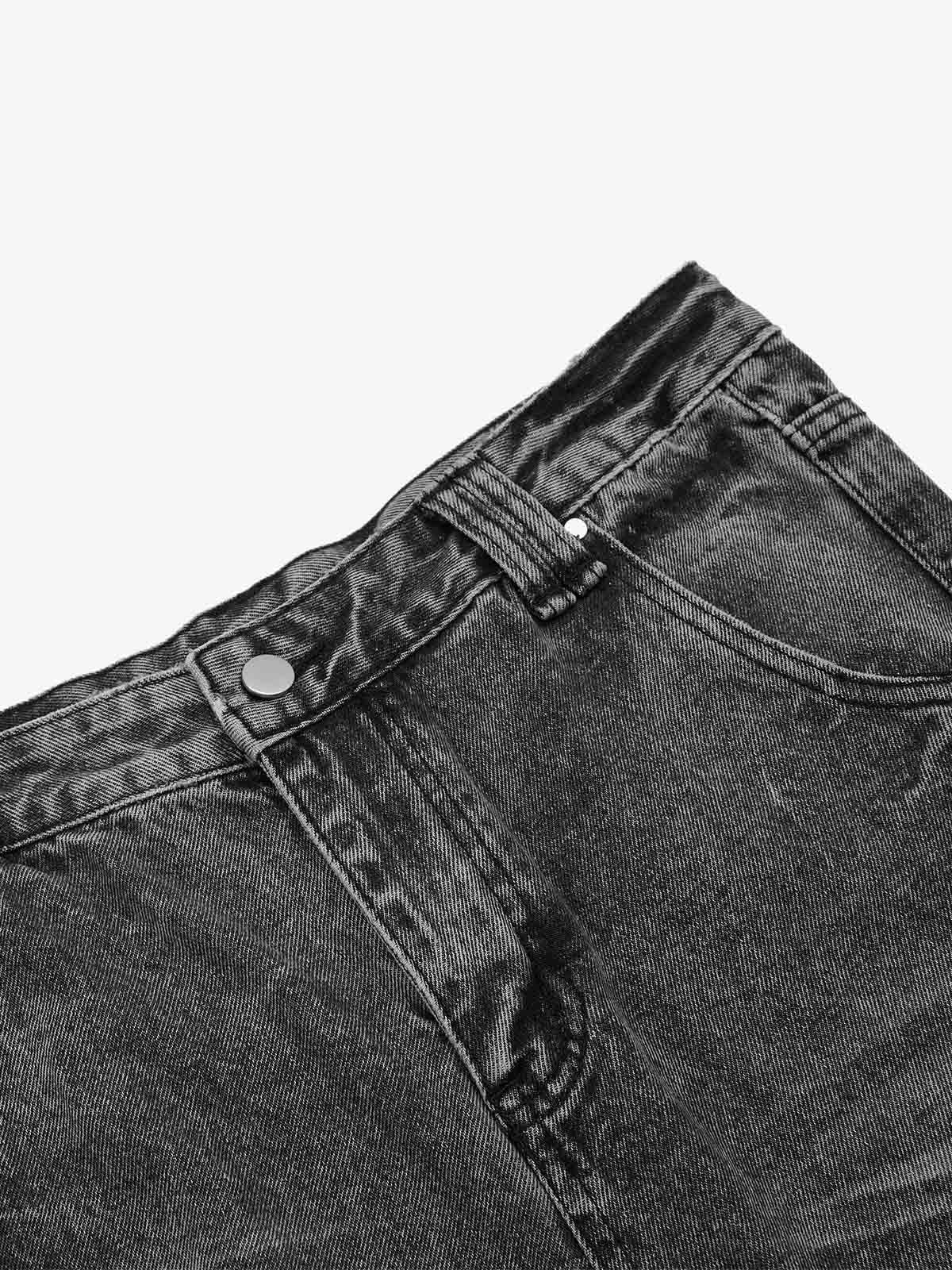 Stacked Flared Ripped Washed Pants 