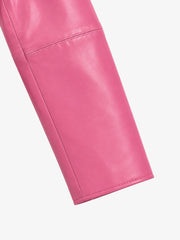 Paneled Multi-Zip Cropped Leather Jacket
