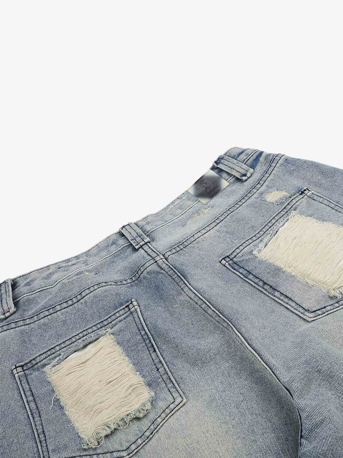 Streetwear 3/4 Length Distressed Jorts