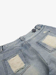 Streetwear 3/4 Length Distressed Jorts