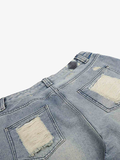 Streetwear 3/4 Length Distressed Jorts