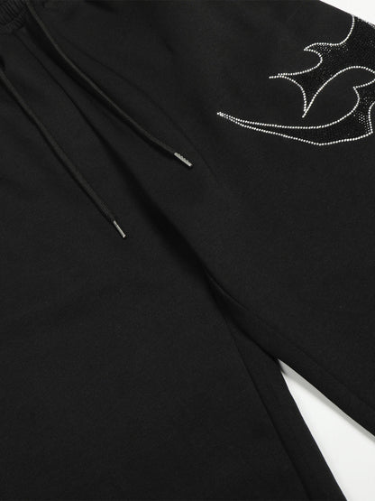 Stylish Black Wide-Leg Pants with Unique Embroidered Design for Casual Wear 