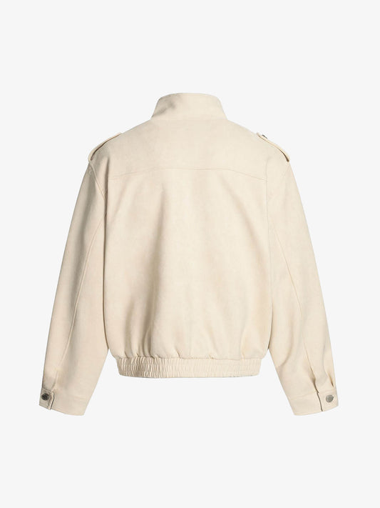 Military-Inspired Utility Shoulder Straps Zip Jacket