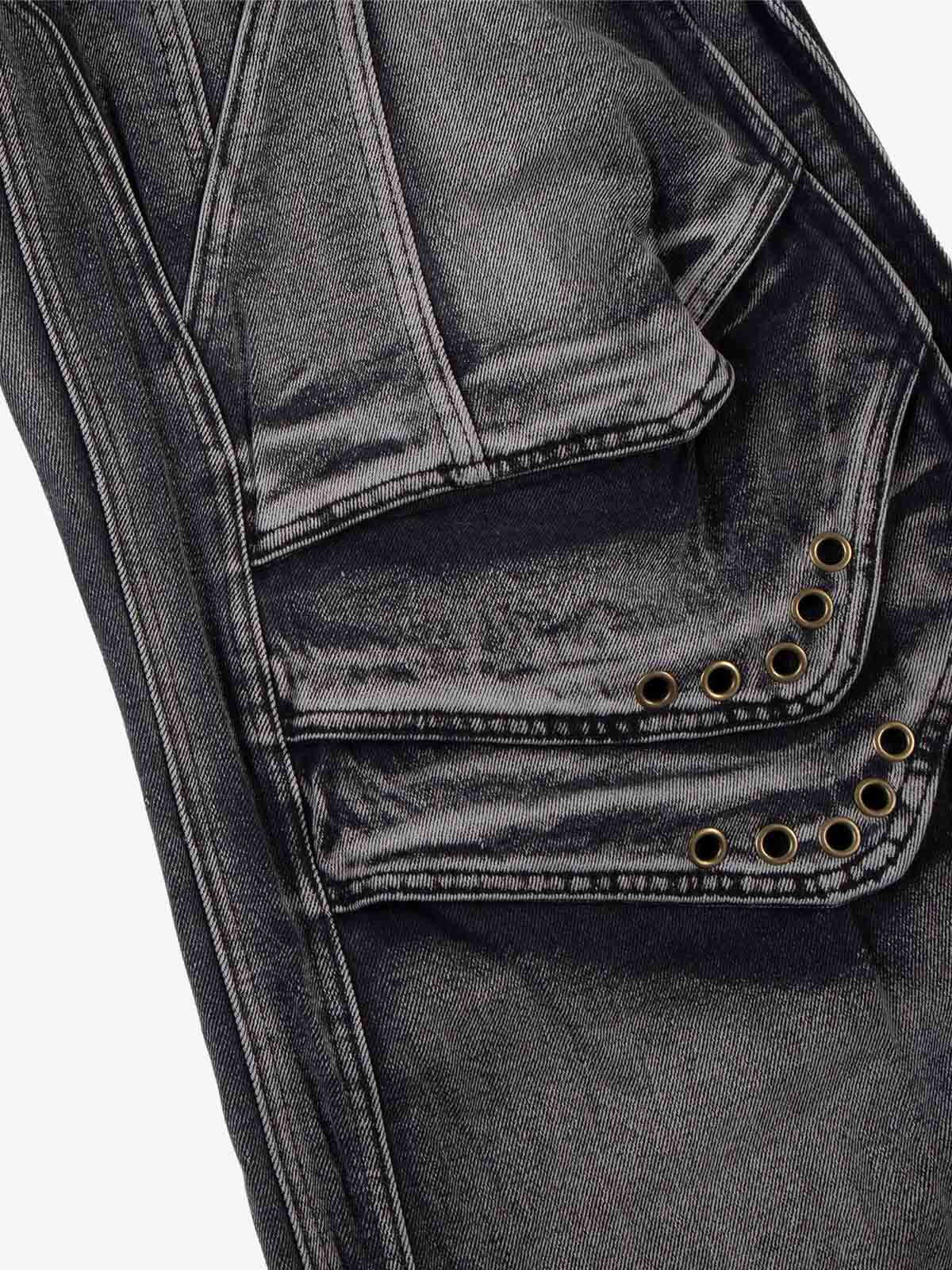 Grunge Deconstructed Eyelet Baggy Jeans