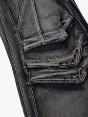 Grunge Deconstructed Eyelet Baggy Jeans