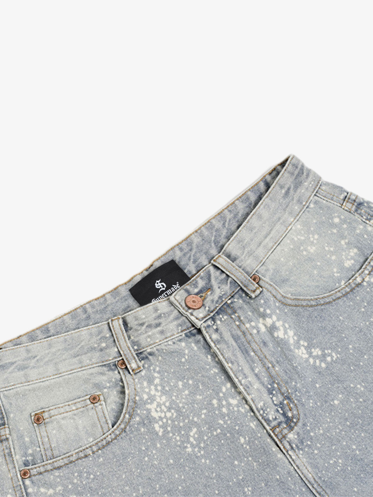 Splatter Washed Denim Shorts 