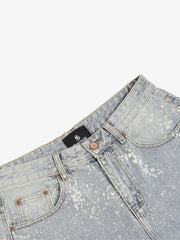 Splatter Washed Denim Shorts 