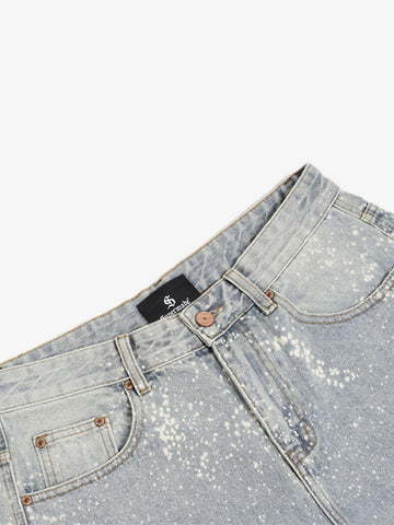 Splatter Washed Denim Shorts