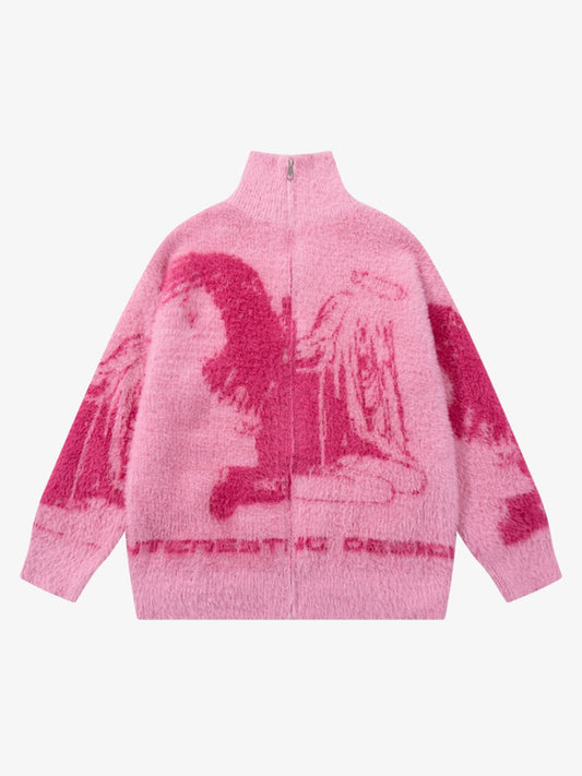 Cozy Pink Patterned Sweater for Women - Perfect for Casual and Festive Occasions 