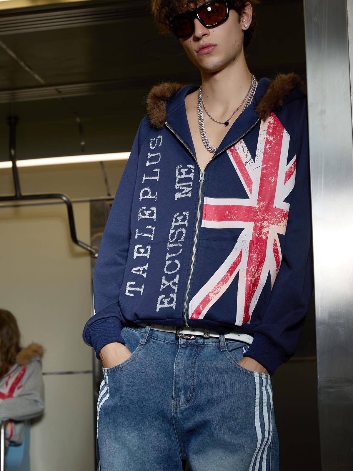 Union Jack Fur Hooded Jacket