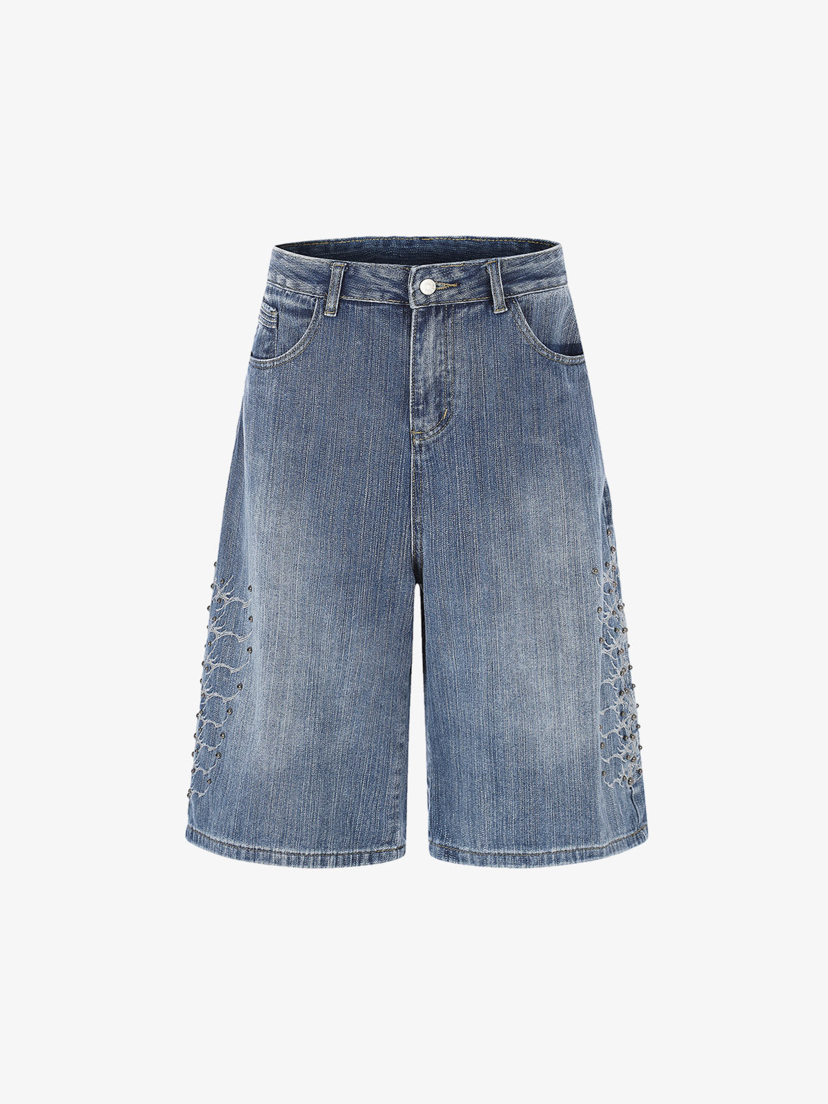 Pantalones vaqueros cortos bordados con cuentas