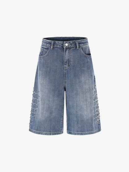 Pantalones vaqueros cortos bordados con cuentas