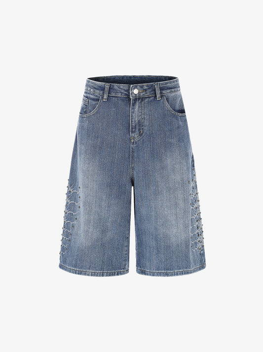 Embroidered Beaded Cropped Jeans